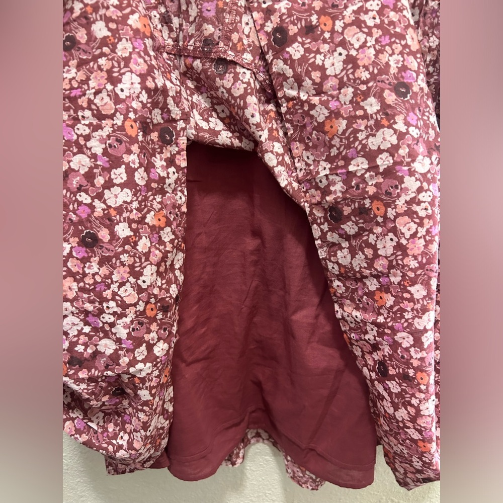 Lucky Brand Floral Printed Tiered Mini Dress in Mauve Multi NEW XL - Picture 7 of 10